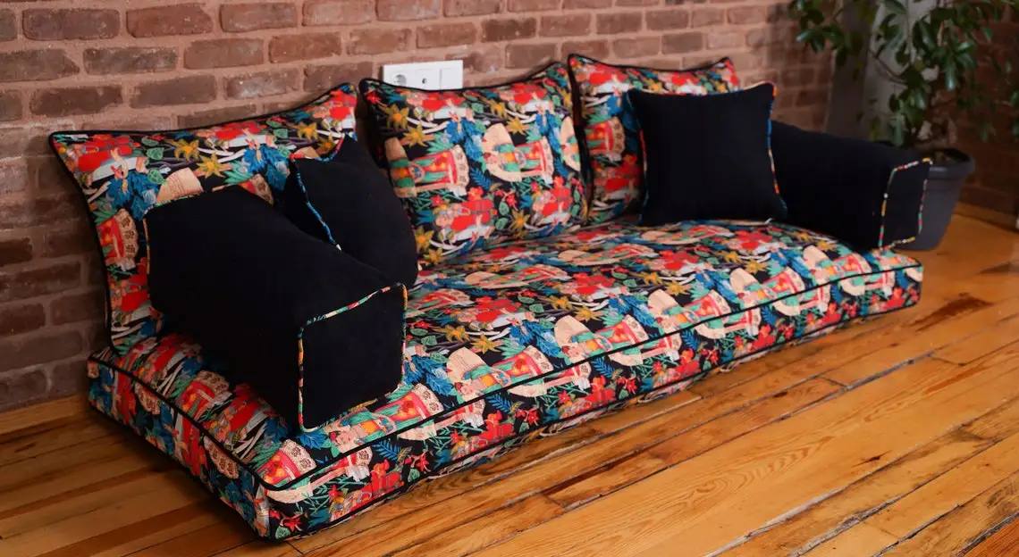 RoyalFamily Design Pouff Sofa Set Seating Floor French Mattress Cushions Bench Cu |