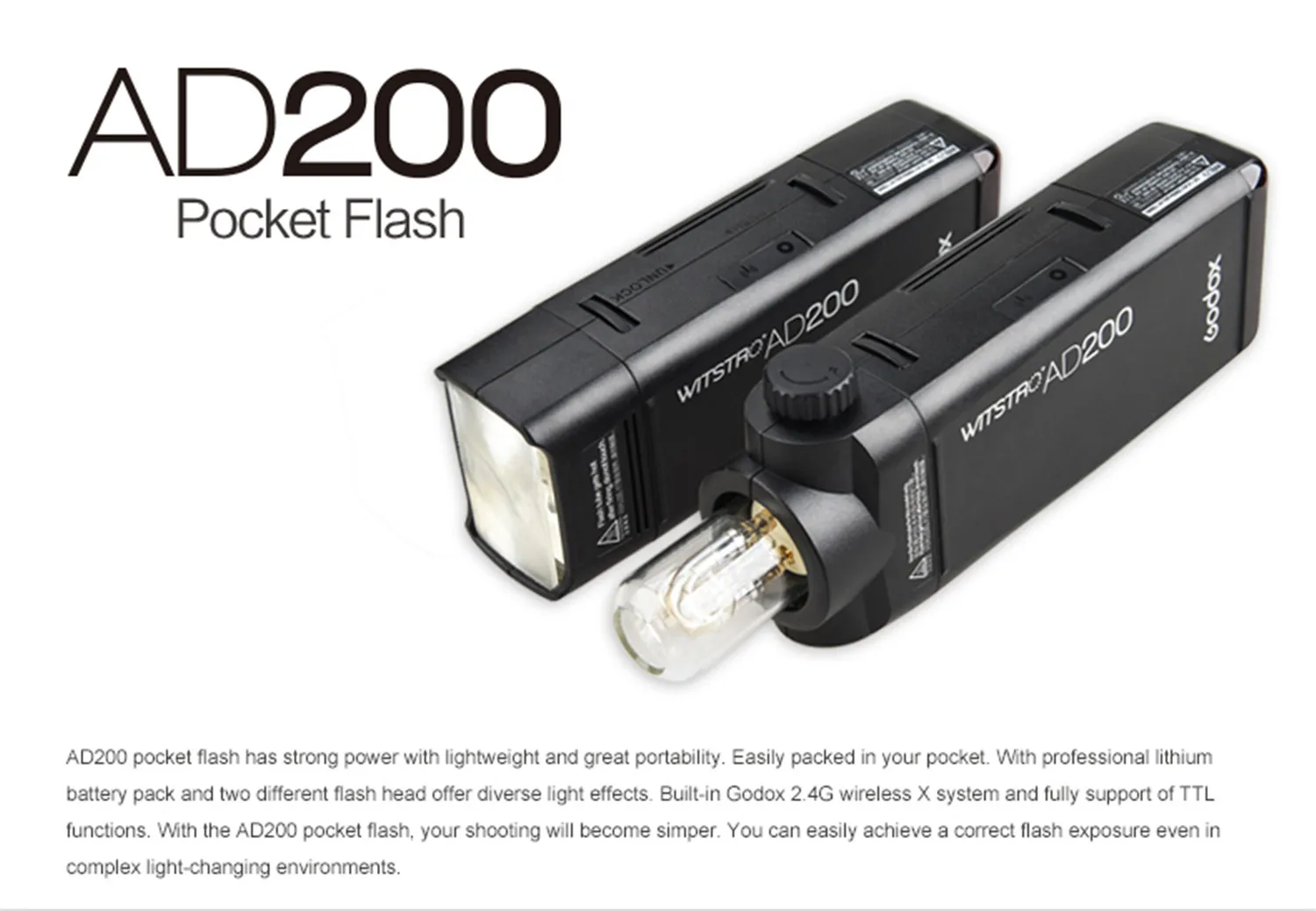Вспышка Godox AD200 200 Вт TTL GN60 2 4G беспроводной Xpro-C/N/F/S/O/P передатчик для Canon Nikon Fuji Sony Olympus