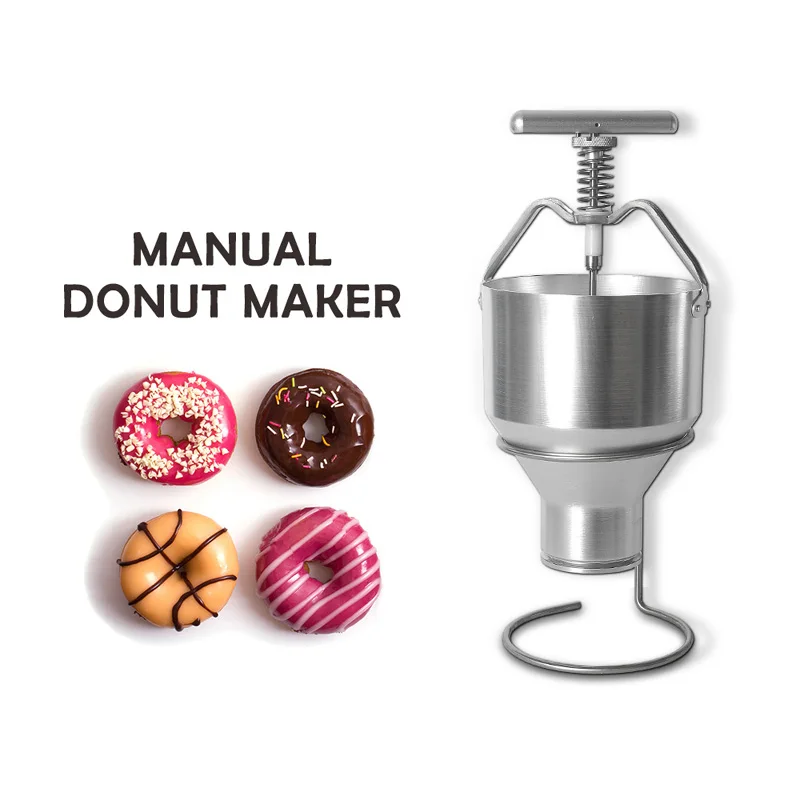 

2.5L Donut Maker Food Processor Stainless Steel Waffle Dispenser Donut Mould Adjustable Size Snack Machine