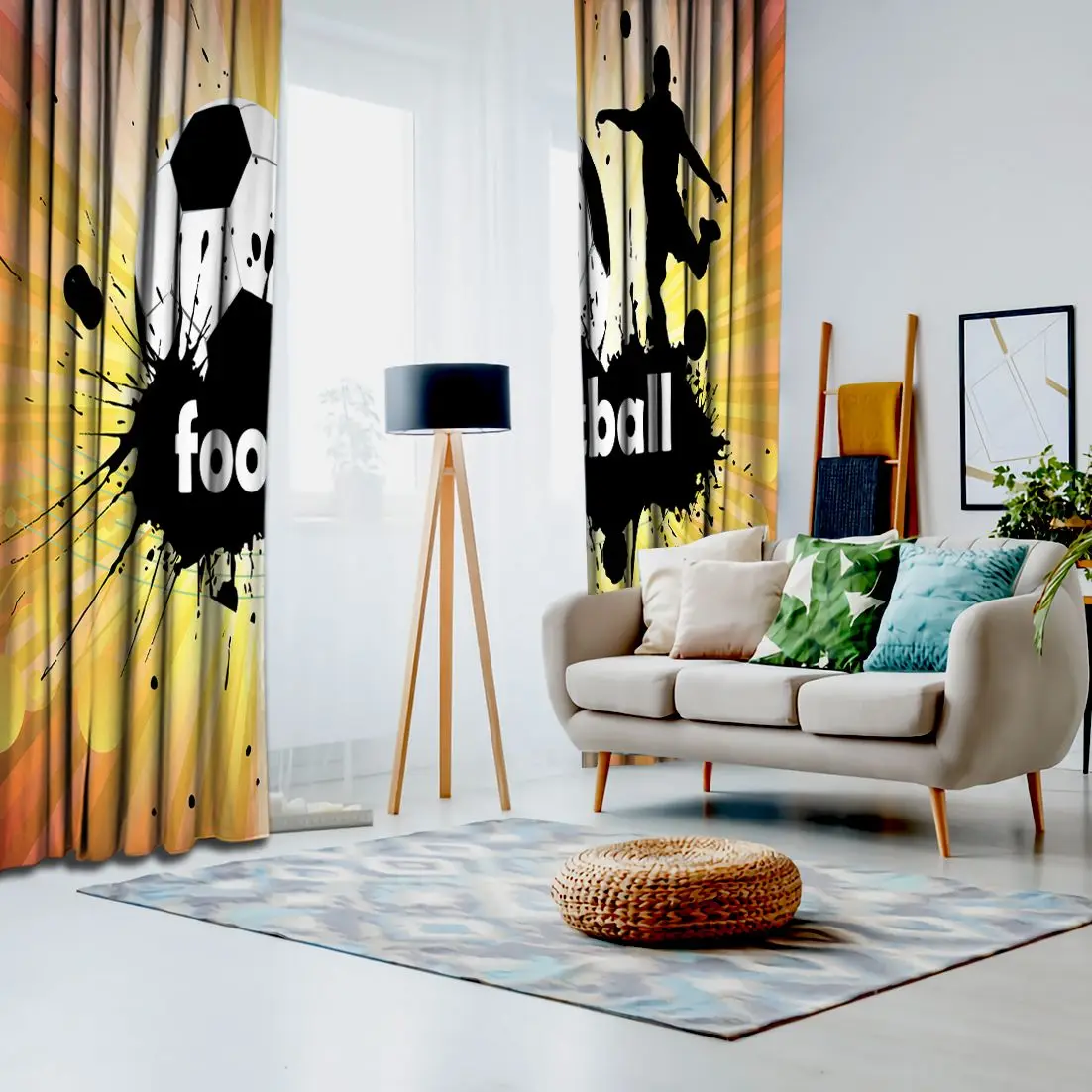 Занавес футболиста на поле с подогревом игры солнечные огни постер стиль