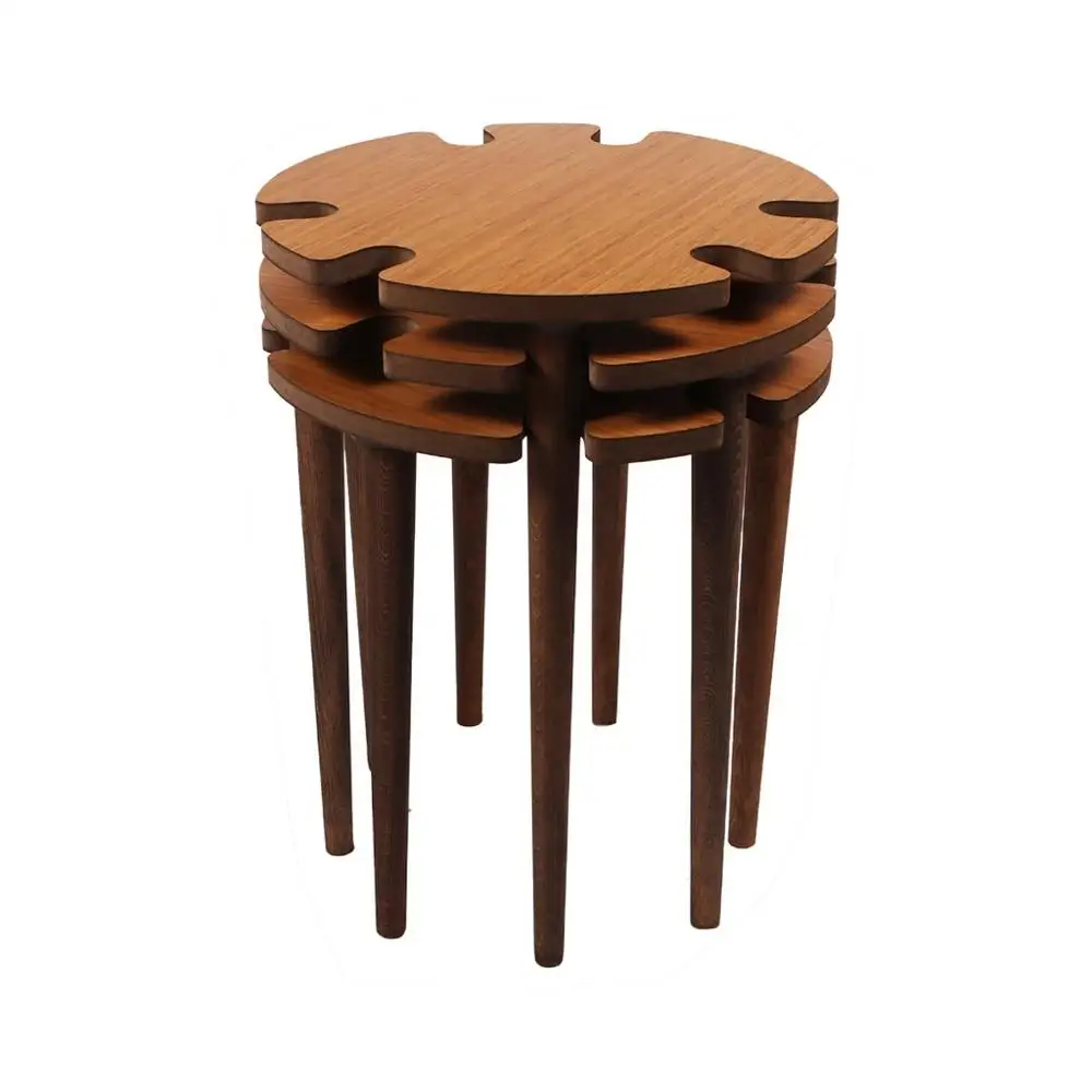 GARA DECOR Flower 3 lü Zigon Ahşap Sehpa эргономичный BAMBU|Журнальный столик| |