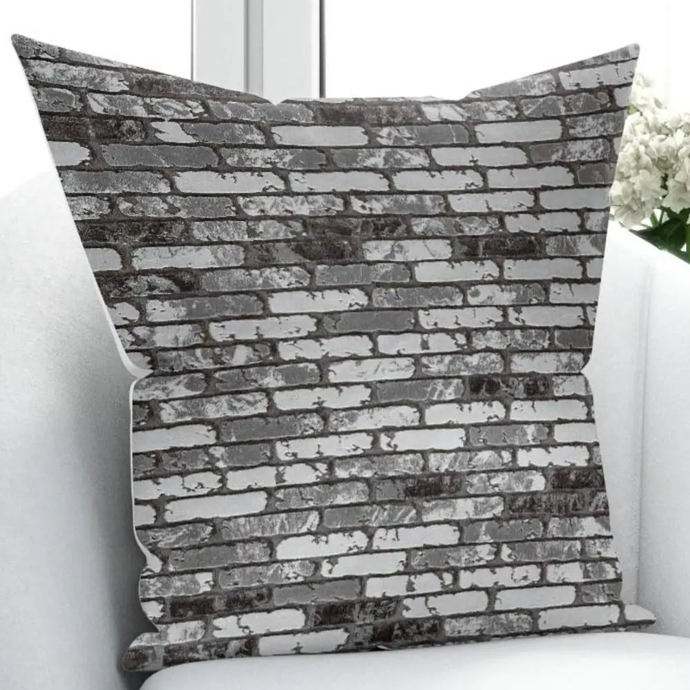 

Else Gray White Brick Wall Turkish Ottoman Vintage 3D Print Throw Pillow Case Cushion Cover Square Hidden Zipper 45x45cm