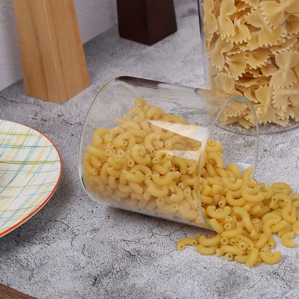 1 шт стеклянная пищевая бутылка для хранения Бамбуковая крышка закуски зерно чай