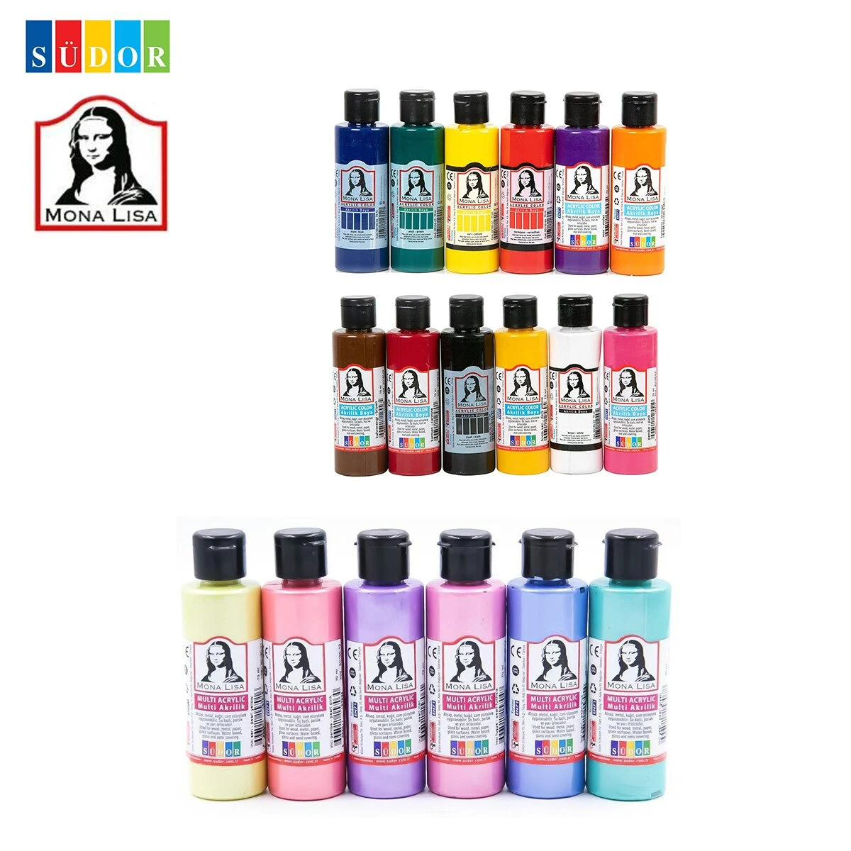 

Sudor Acrylic Paint Set Pack of 18 Colors Art Supplies Canvas Stone Paper Glass Ceramic Wood Fabric Vinyl Art Surface DIY Craft