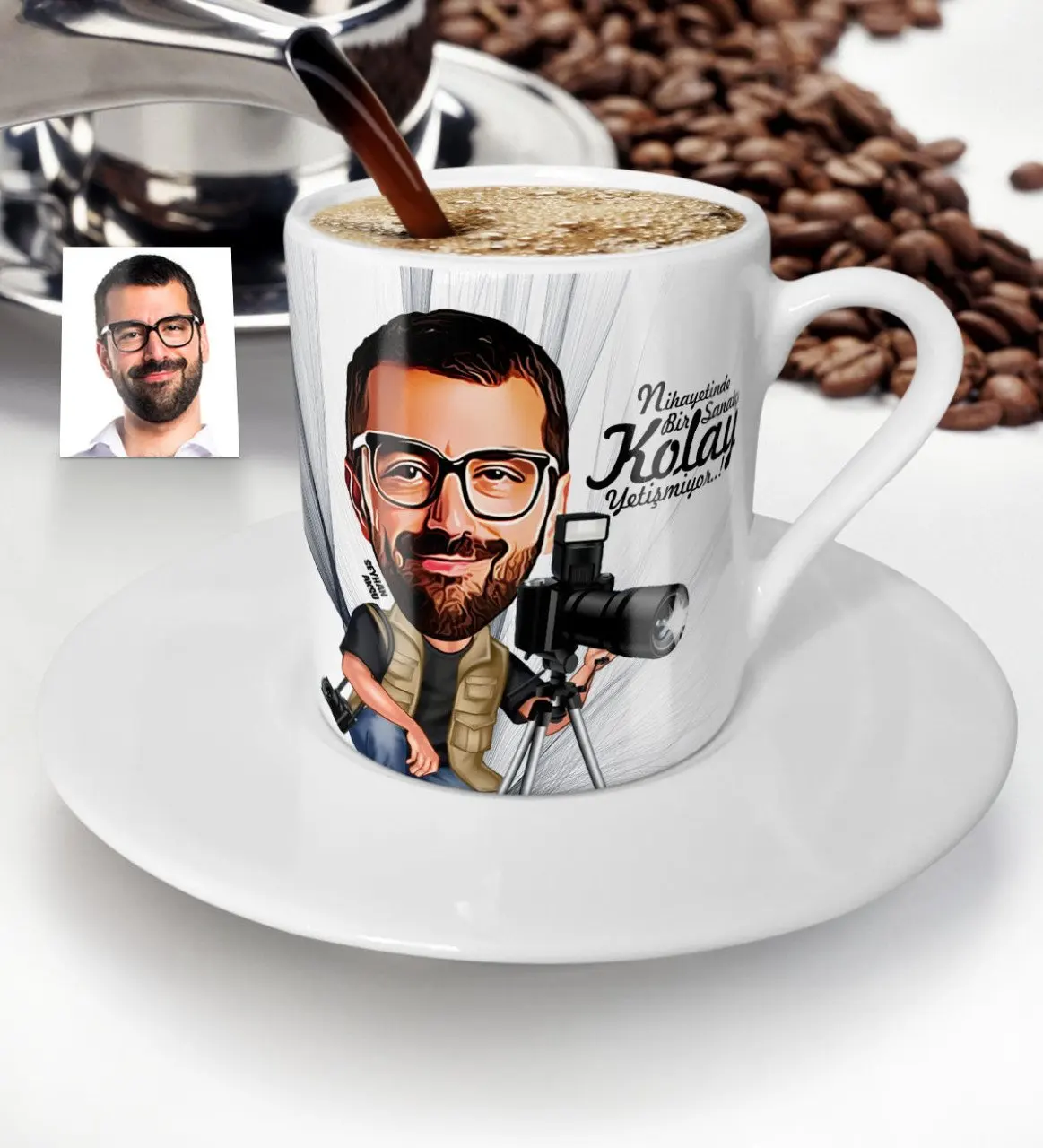 

Personalized Mr Photo Artist Cartoon Turkish coffee Cup-1