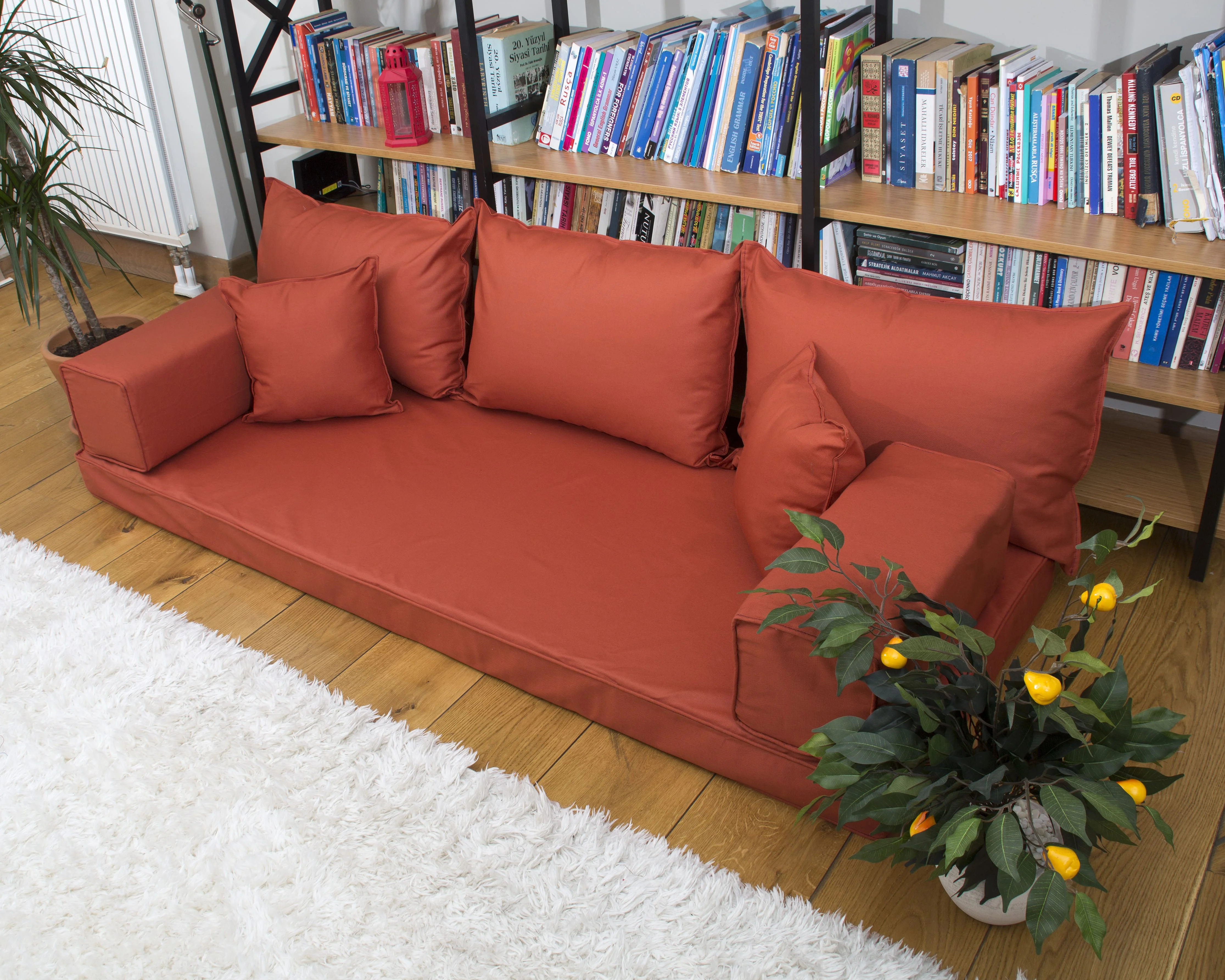 Красные напольные подушки из льняной плитки секционные диваны для влюбленных