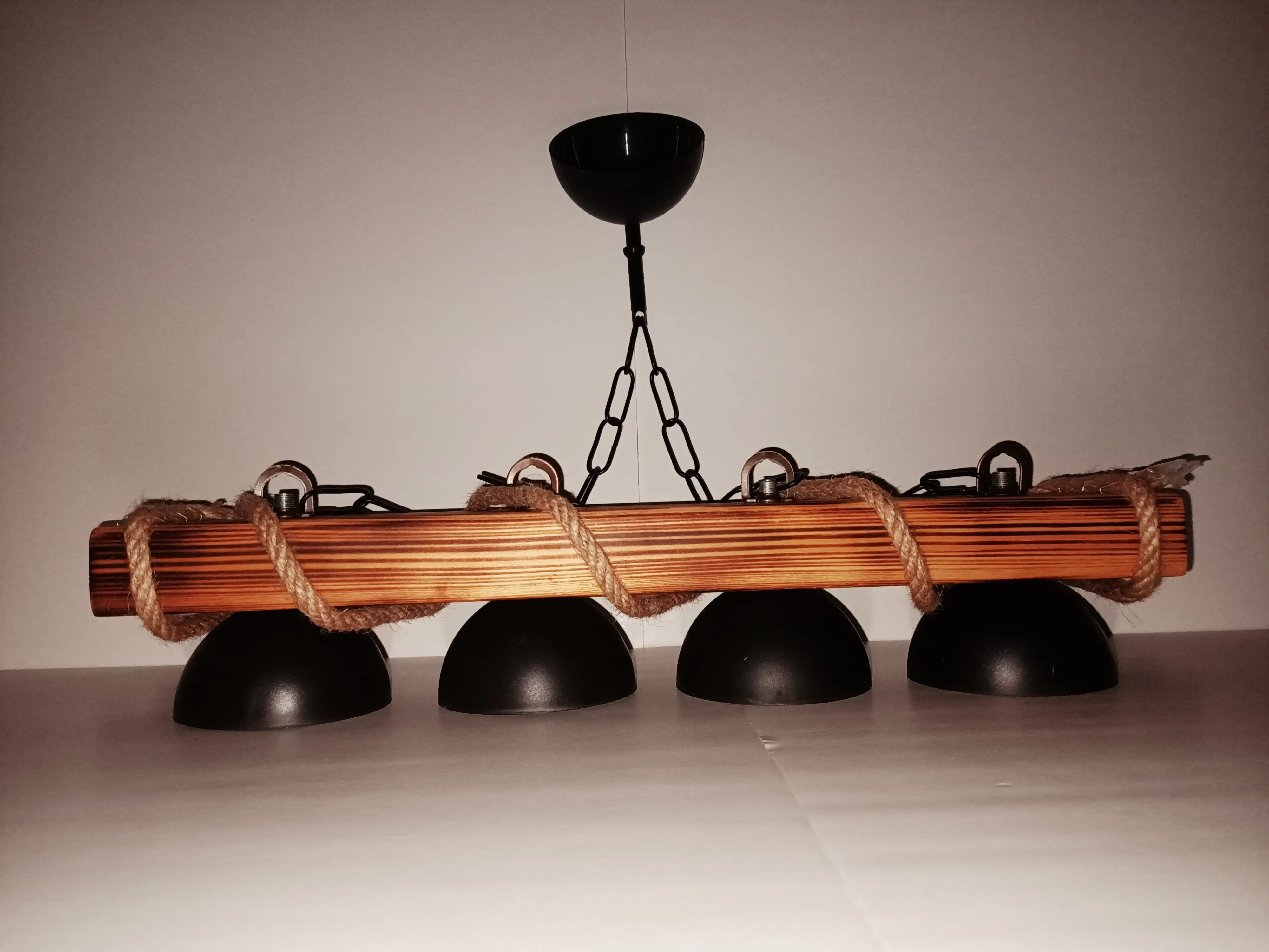 

Wooden Chandeliers Natural Handmade Unique Lamp Light Art Pendant Modern Kitchen Home Rustic Rope