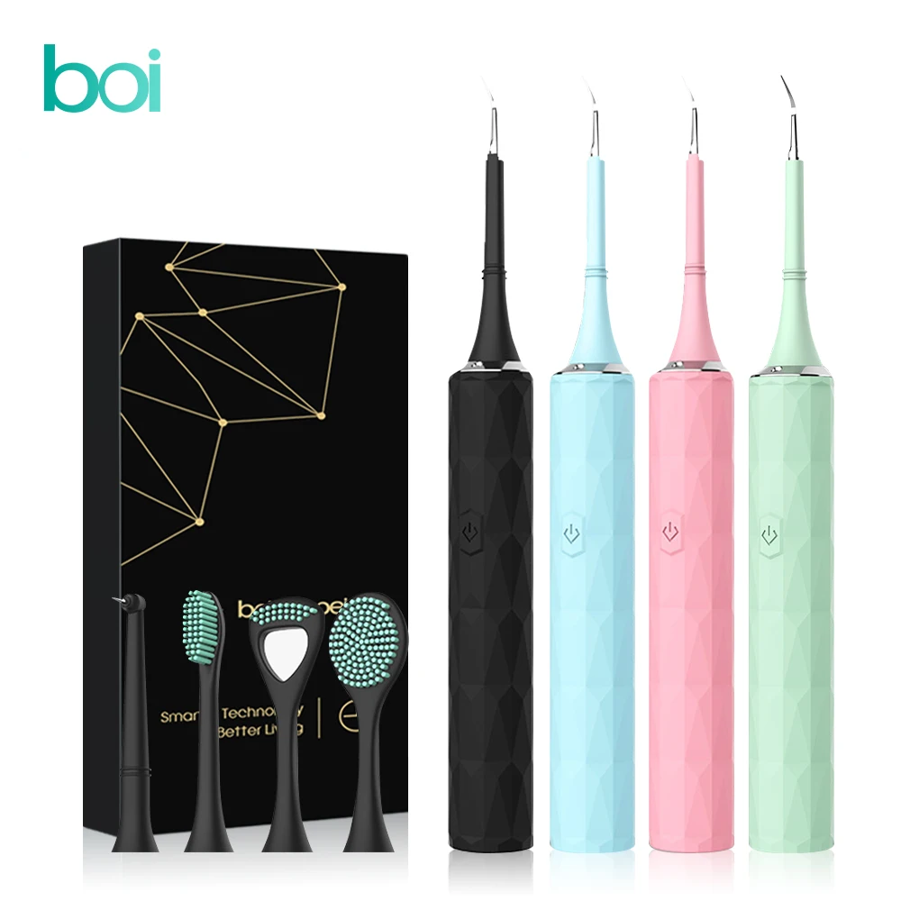 

[Boi] Multifunction USB Rechargeable Waterproof Oral Cleaning Smart Sonic Electric Toothbrush Set With Dental Scaler Polisher
