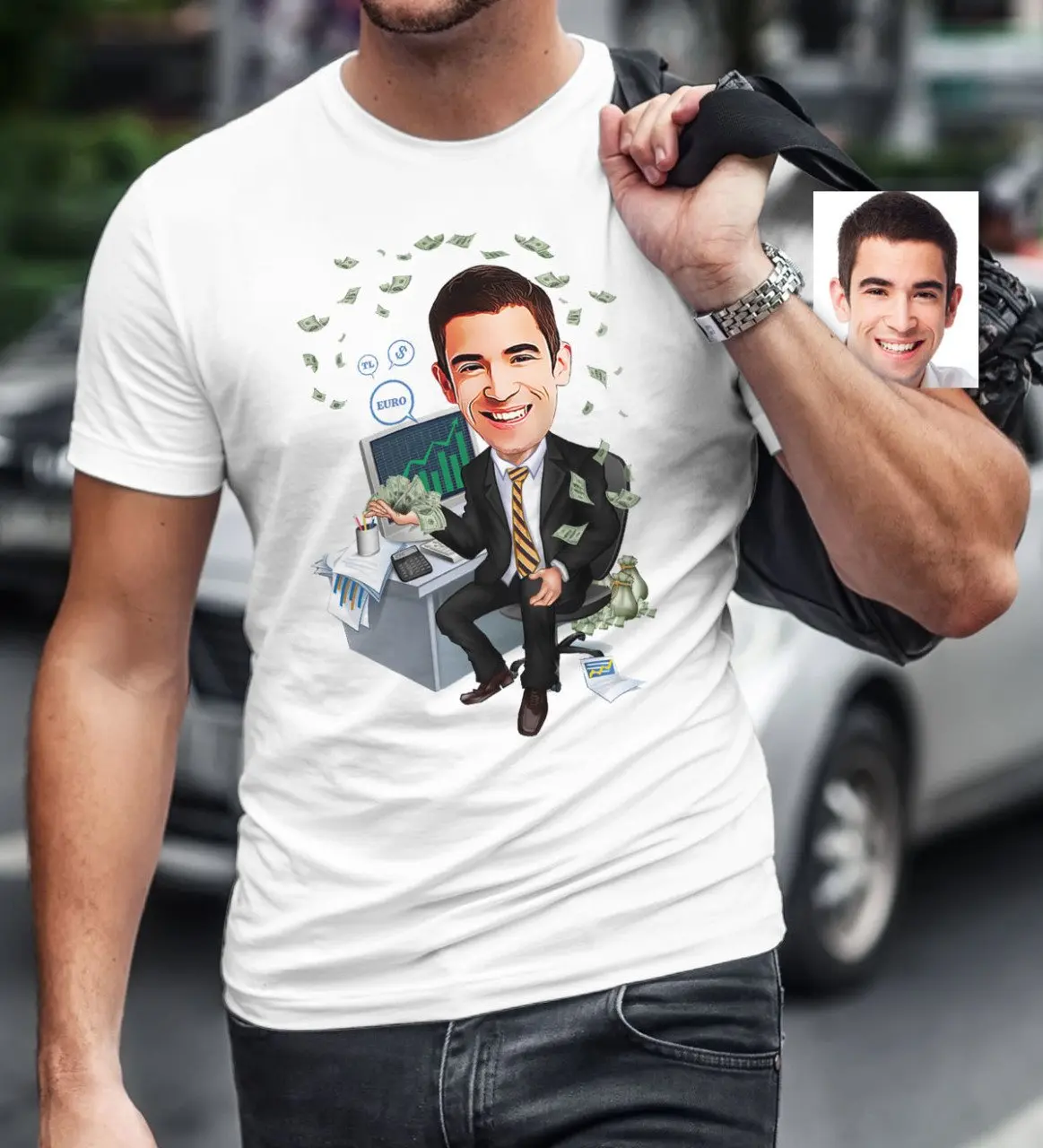 

Персональный мистер Банкер мультфильм белый T-Shirt-2