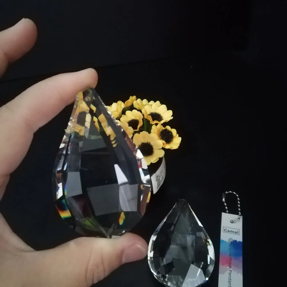 

Camal 1pcs Clear 76mm SunCatcher Crystal Faceted Lute Drop Chandelier Pendant Prism Hanging Ornament Fengshui Lamp Lighting Part
