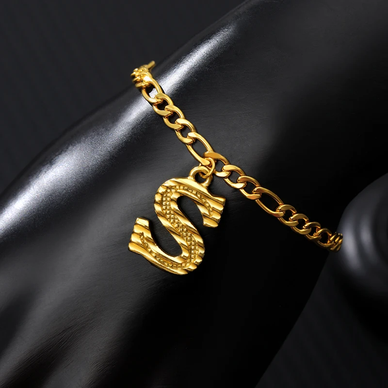 

Old English Anklet Fashion Stainless Steel Initial Letter Anklet For women Child Initial Name Jewelry Best Gifts For Friends Bff
