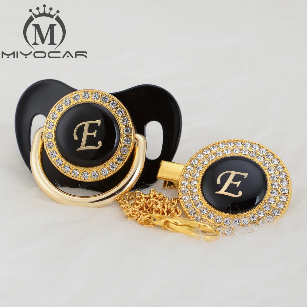 Милая блестящая Соска пустышка MIYOCAR набор с зажимом именем и инициалами буква E