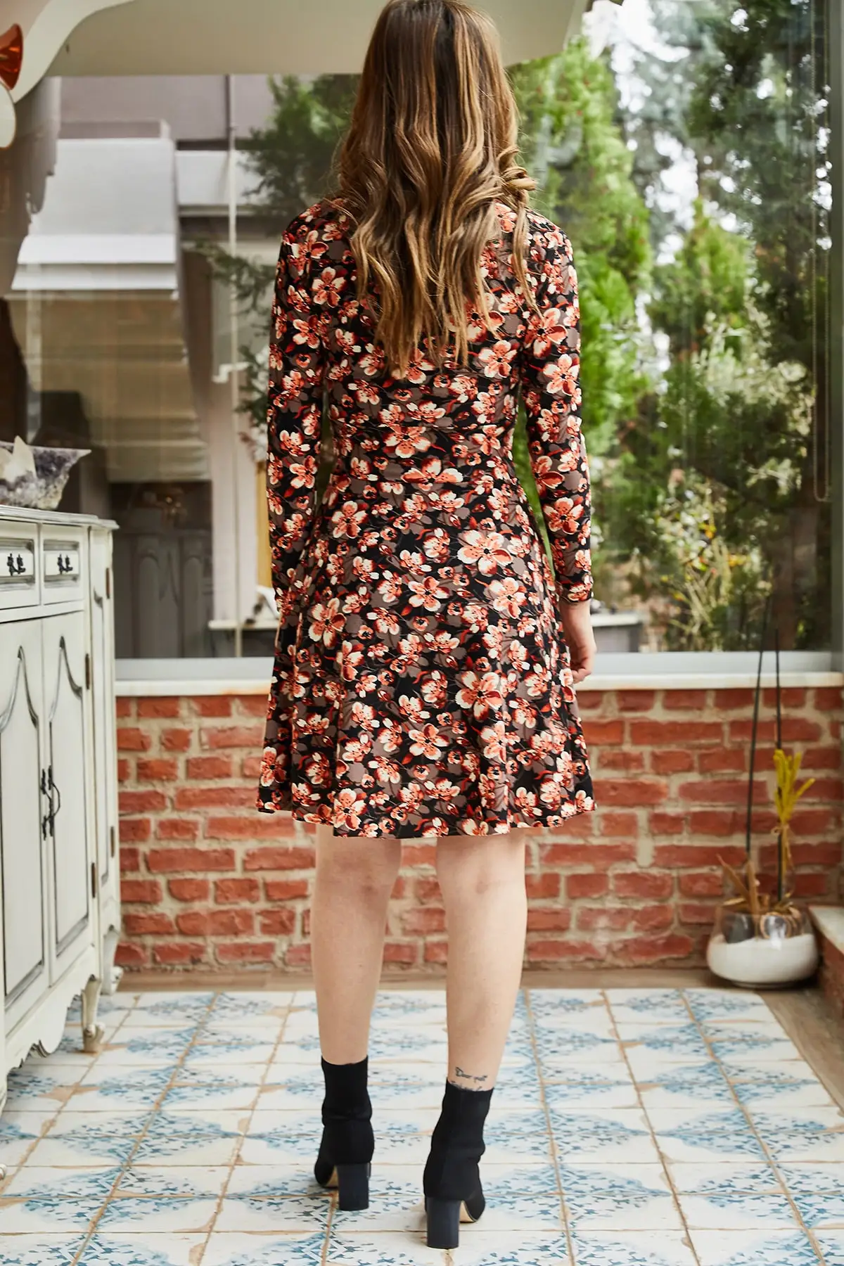 Xhan женское двубортное платье с цветочным принтом 9KXK6-43045-02 | Женская одежда