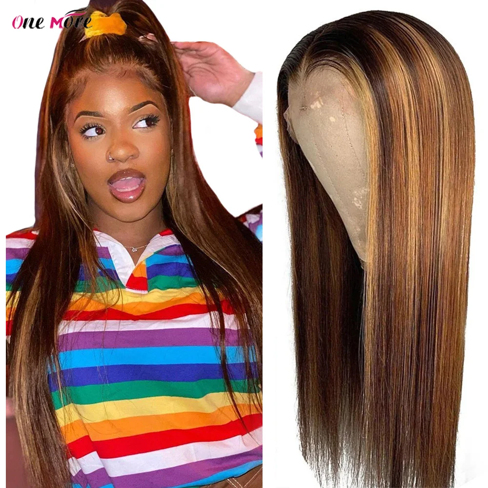 Murah Sorot Langsung Renda Depan Wig 13X4 Digunakan Dipetik Rambut Manusia Wig Madu Pirang Lurus Wig 13X6 Brasil Ombre Coklat Remy Wig