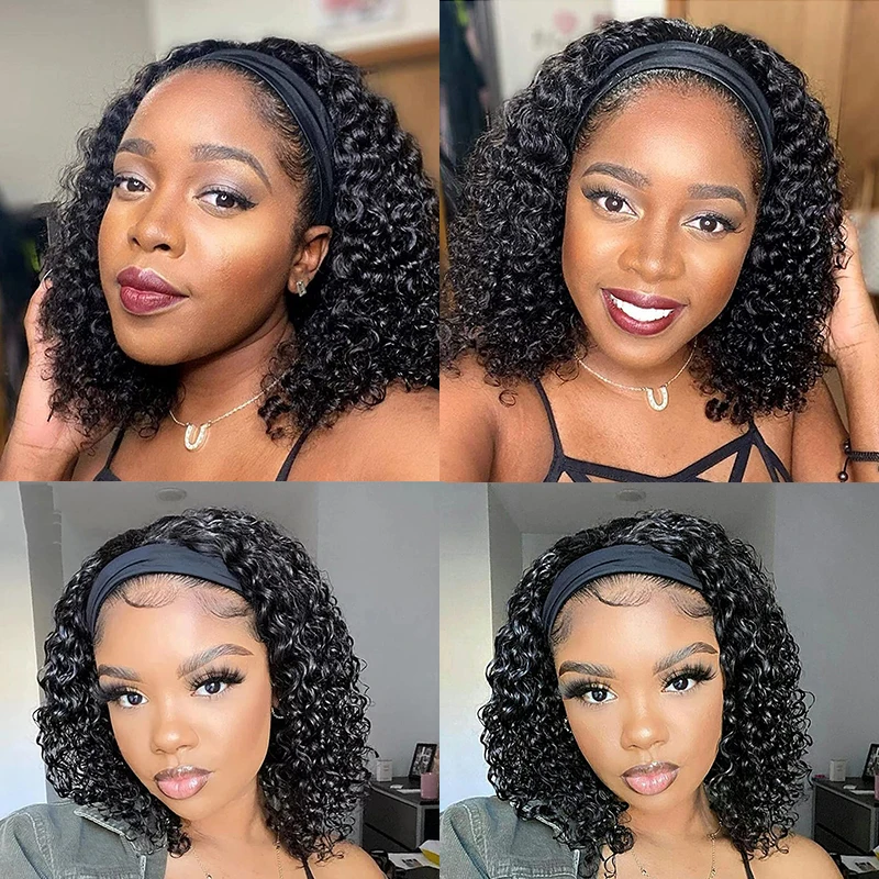 Kinky Curly Headband Wig Brazilian Remy Human Hair Wigs for Black Women Cheap 30 Inch Full Machine Made Glueless Jerry Curly Wig