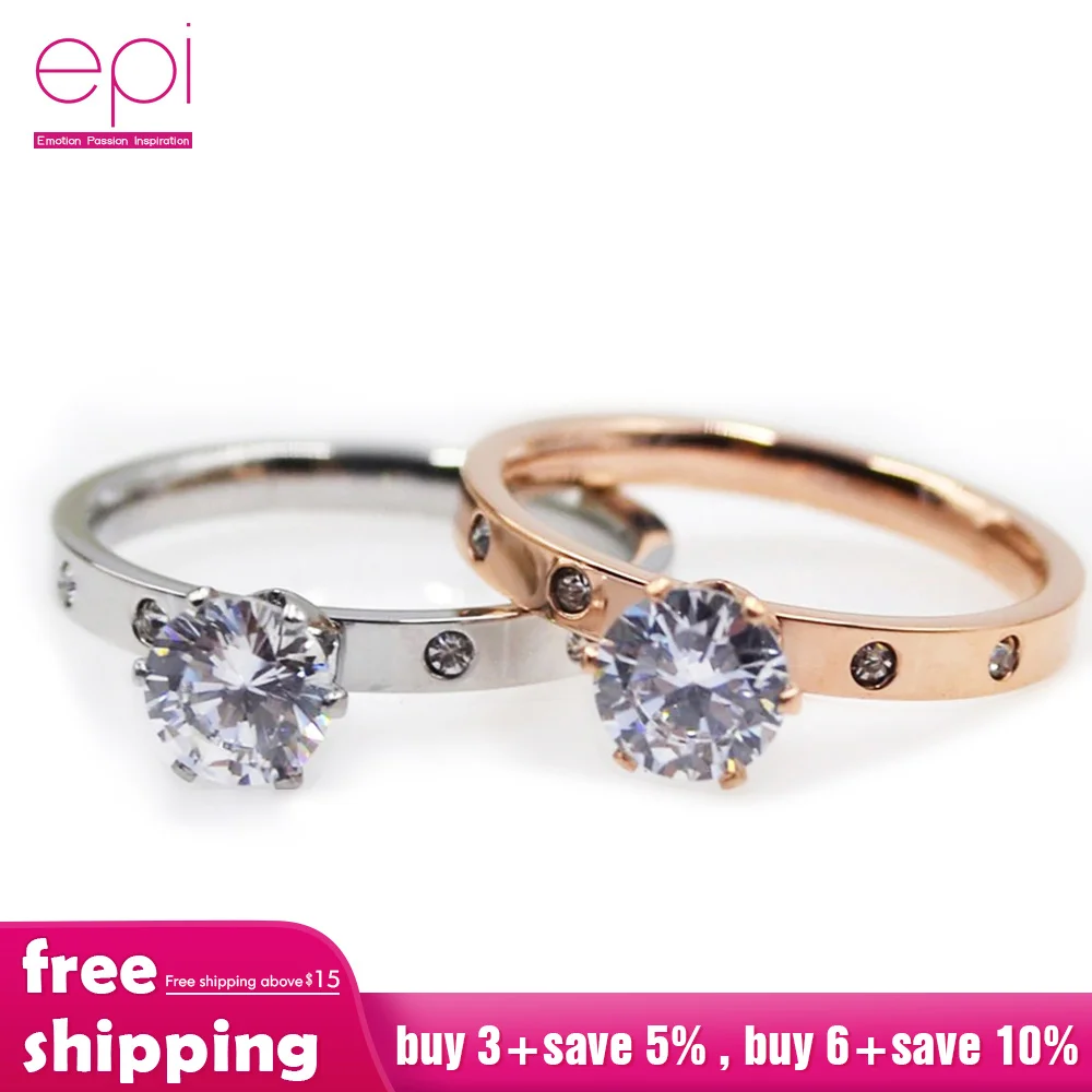EPI кольцо из розового золота Женское с камнем в один карат 4 маленьких кубического