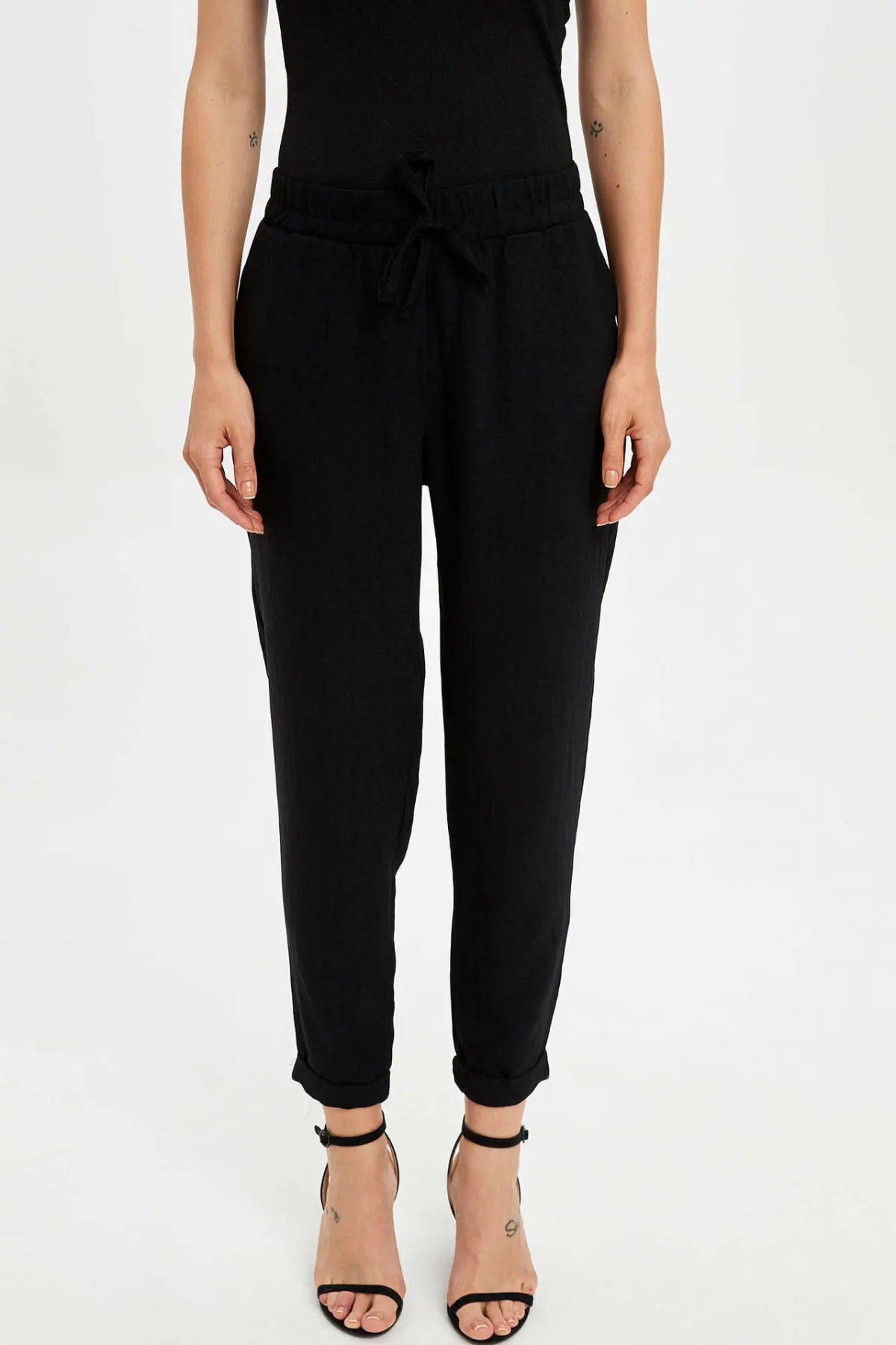 DeFacto женские регулируемые шифоновые брюки повседневные однотонные карго с