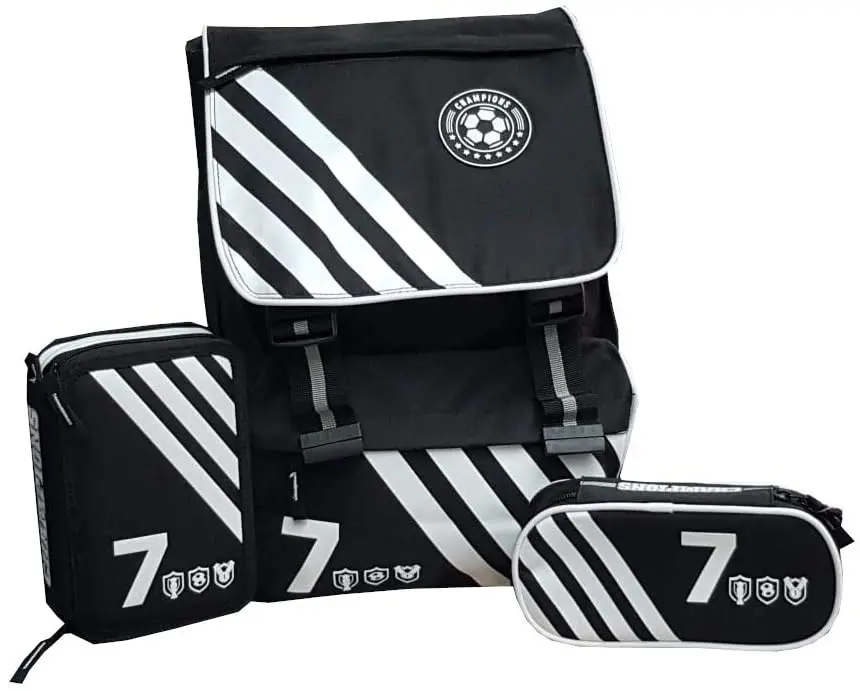 Школьный рюкзак черный и белый школьный + чехол 3 на молнии пакетик с