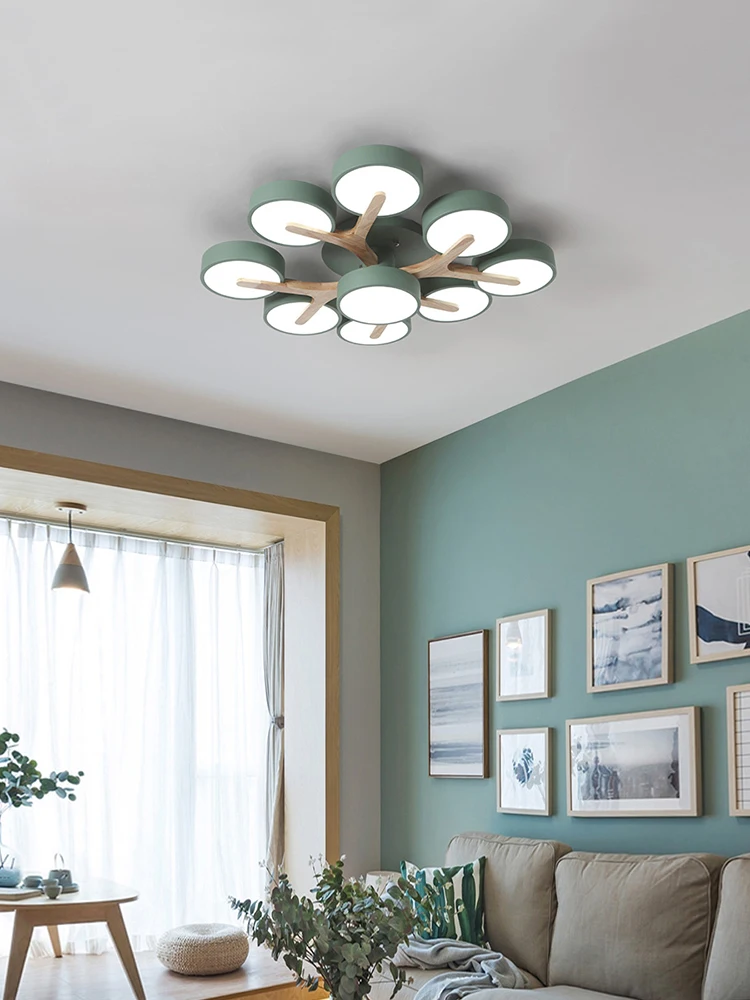 Современная потолочная лампа для гостиной спальни детский деревянный домашний