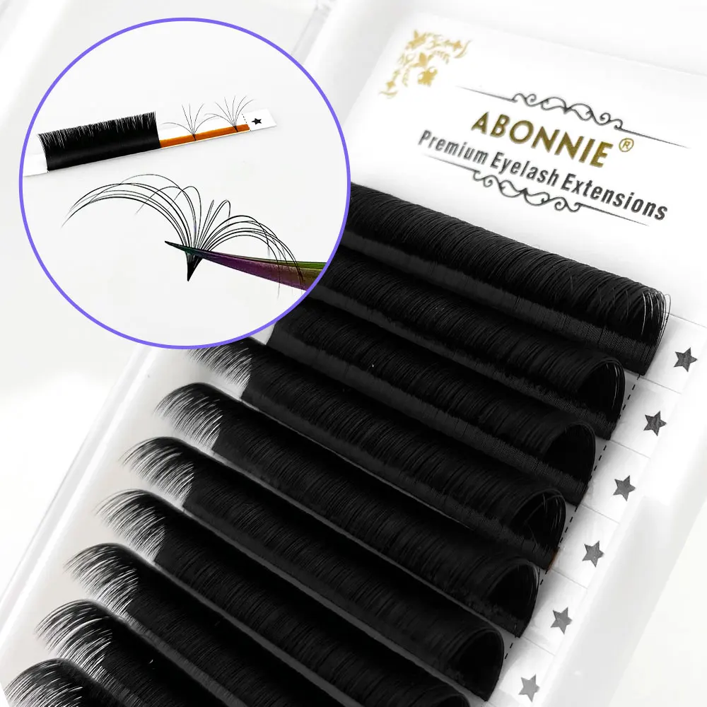

Abonnie 0.03-0.10mm Easy Fan Lashes Extension Volume Fan Eyelash Faux Mink Long Eyelashes Blooming Lashes Extension Cilia