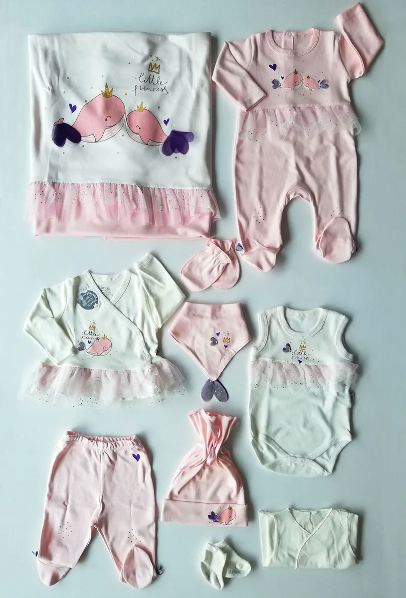 

Little Princes Whale10 Pieces Newborn Baby Girls Hospital Outfit Cotton