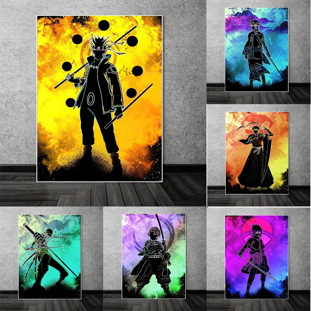 

Japanese Watercolour Painting Naruto Anime Character Poster Print Wall Art Picture Modern Home Children Room Decoration Mural