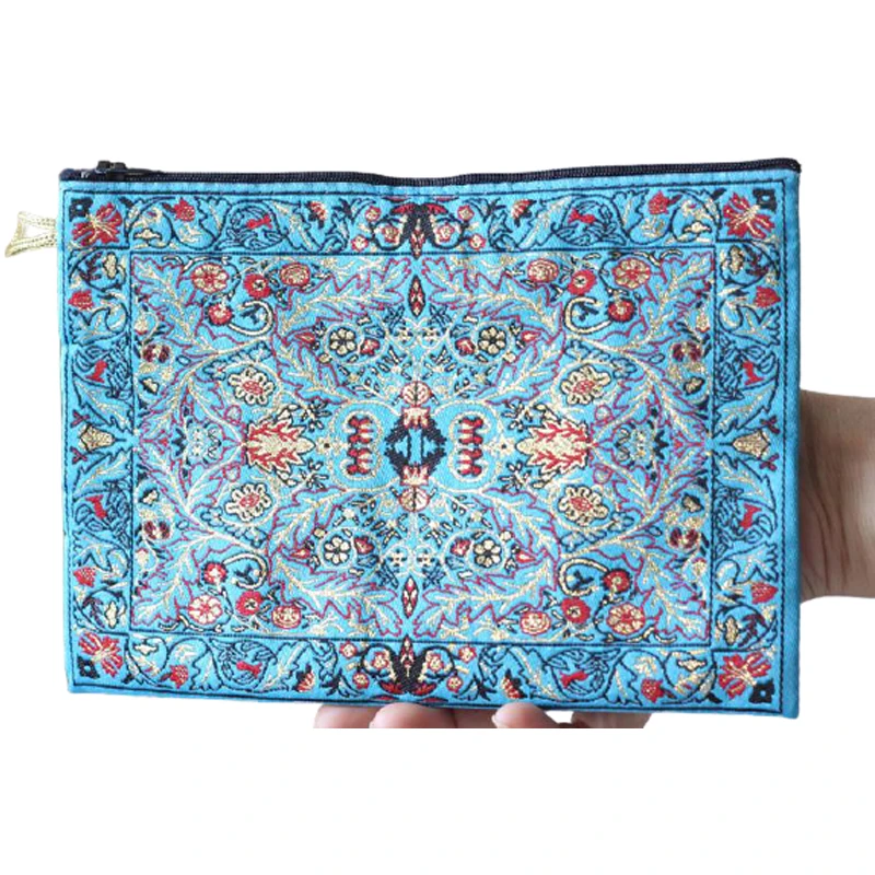 Turkish Traditional Carpet Design Bohemian Handy Storage MakeUp Zippered Envelop Bags Oriental Christmas Gifts New Year 20x25 CM
