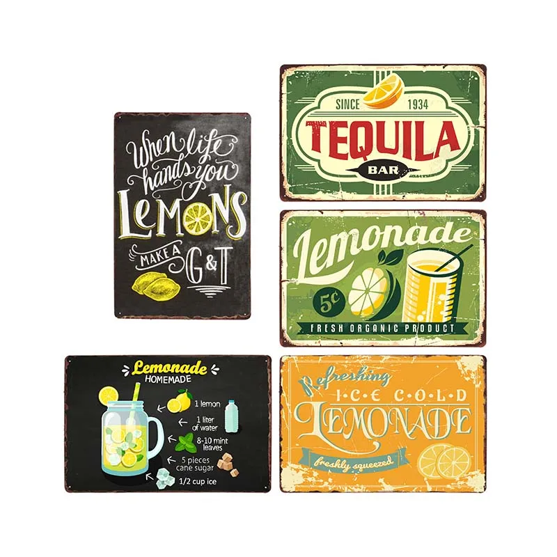 

Lemonade Metal Signs Lemon Vintage Poster Retro Bar Decoration Pub Cafe Wall Decoration Home Decor 20x30cm