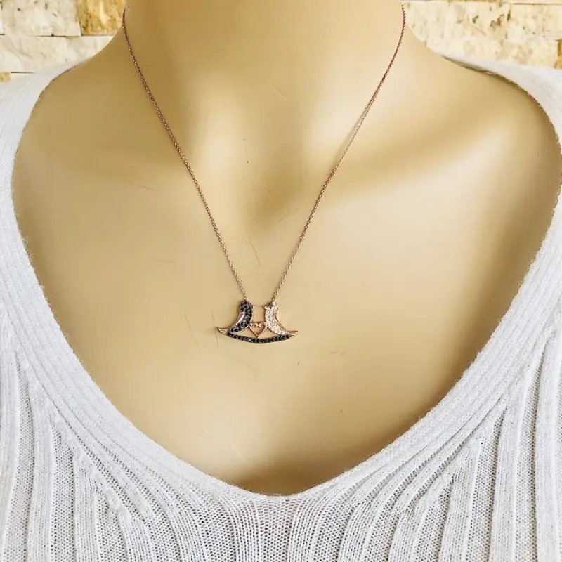 Ожерелье из серебра 925 пробы с надписью «Chat Bird»