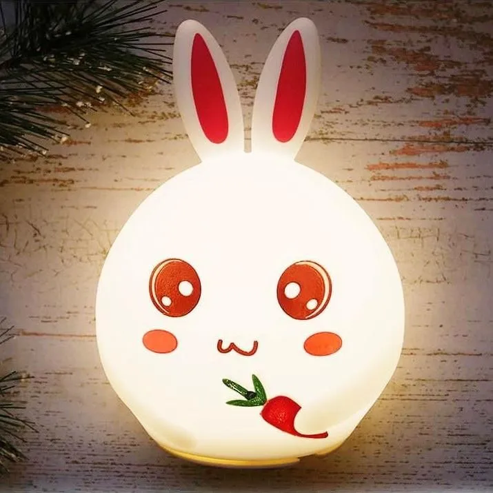 Силиконовый ночник Colorful Silicone Lamp Зайчик с морковкой |