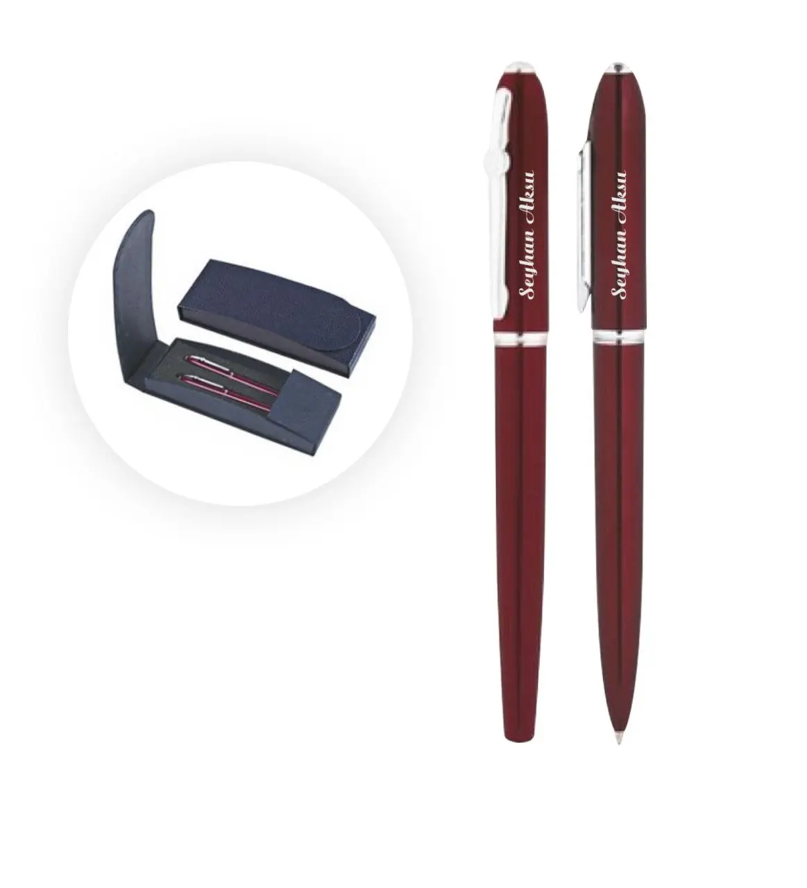 

Personalized Boxed Burgundy Fountain and Ballpoint Pen Set