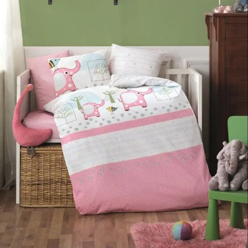 

Crib Bed Baby Nursery Sets Playground Pink Elephant Tree Naturel Forest Theme 3 Piece Fitted Sheet Pillowcase Duvet Cover