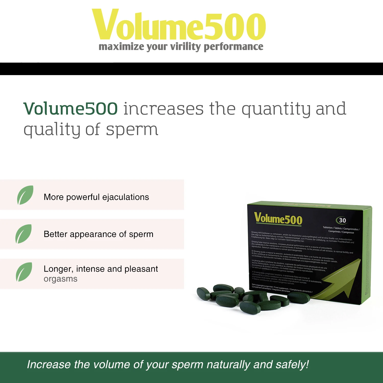 Сперматозоидов increase Volume500 таблетки для увеличения количества сперматозоидов