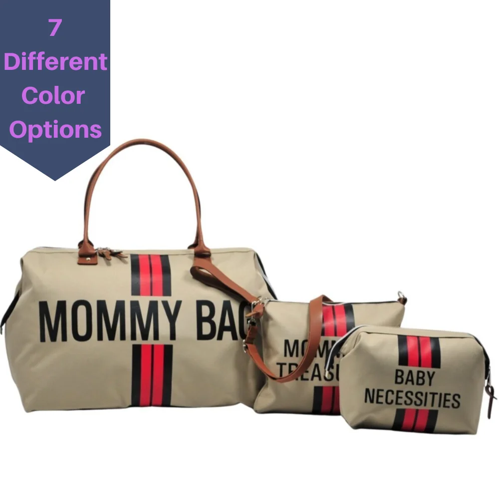 Mommy Bag With Mommy's Treasures Bag Baby Necessities Striped Pattern Baby Diaper Bag for Baby Care Tote Bag 7 Color Options