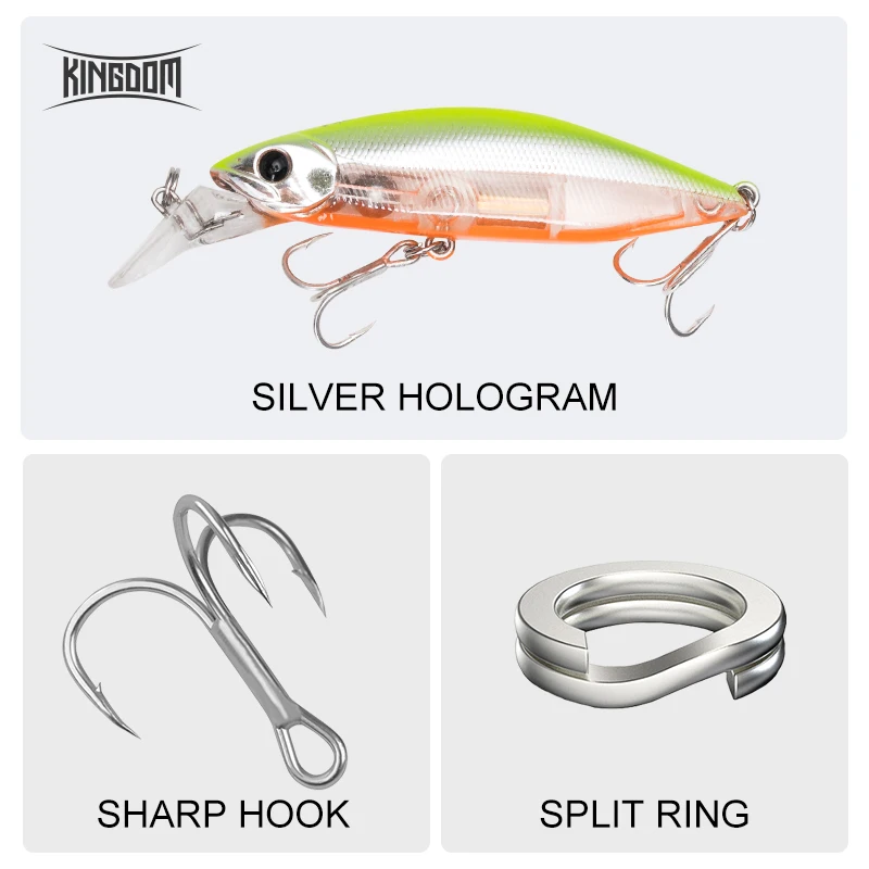 Kingdom Fishing Приманка Джеркбейт гольян приманка 55 мм 7 г/70 мм 12 г медленно опускающаяся система шума 4 цвета воблеры модель 6504