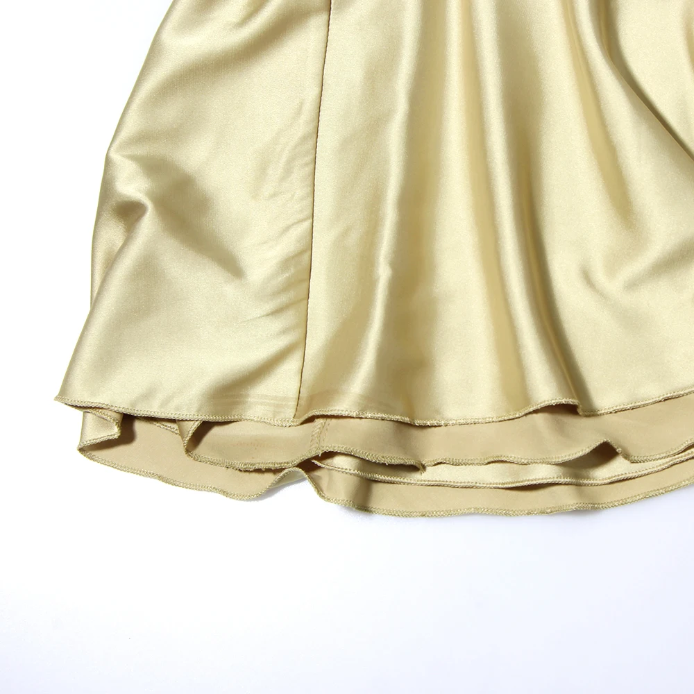

Fyrneh Halter Double Layered Patchwork Satin Dress Party Club Sexy Backless Elegant Dresses Woman Summer 2021