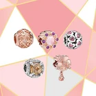 Женские круглые бусины из серебра 2021 пробы, с розовым золотом