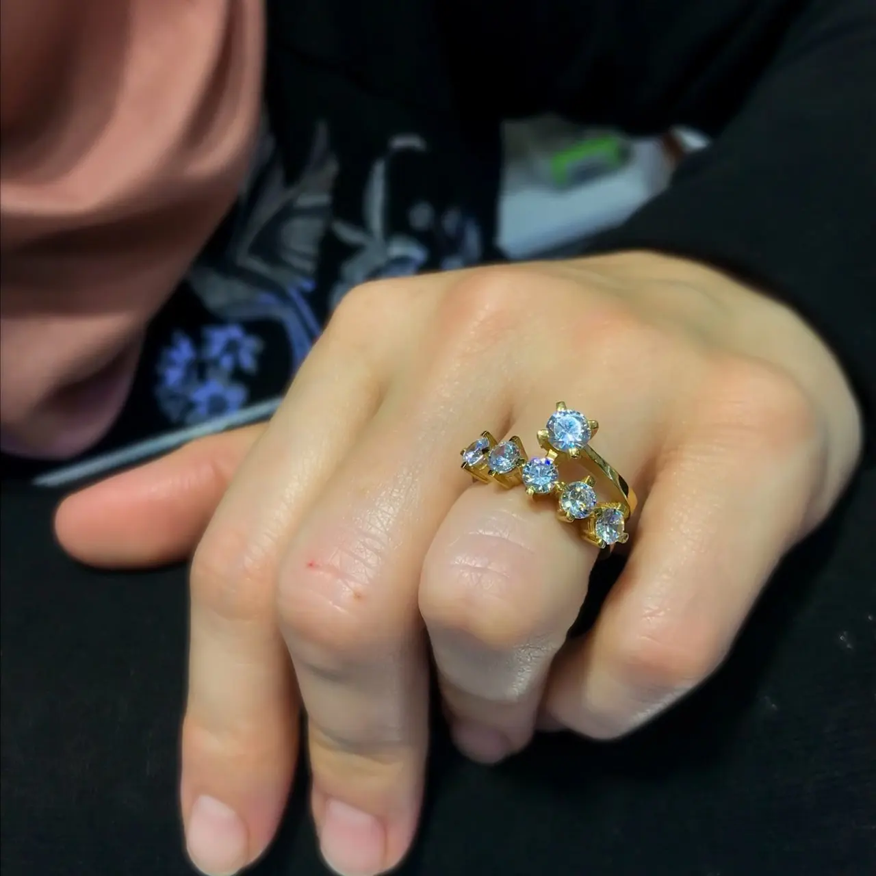 

Princess Crown Dibs Engagement Special Design Gold Color Silver Ring