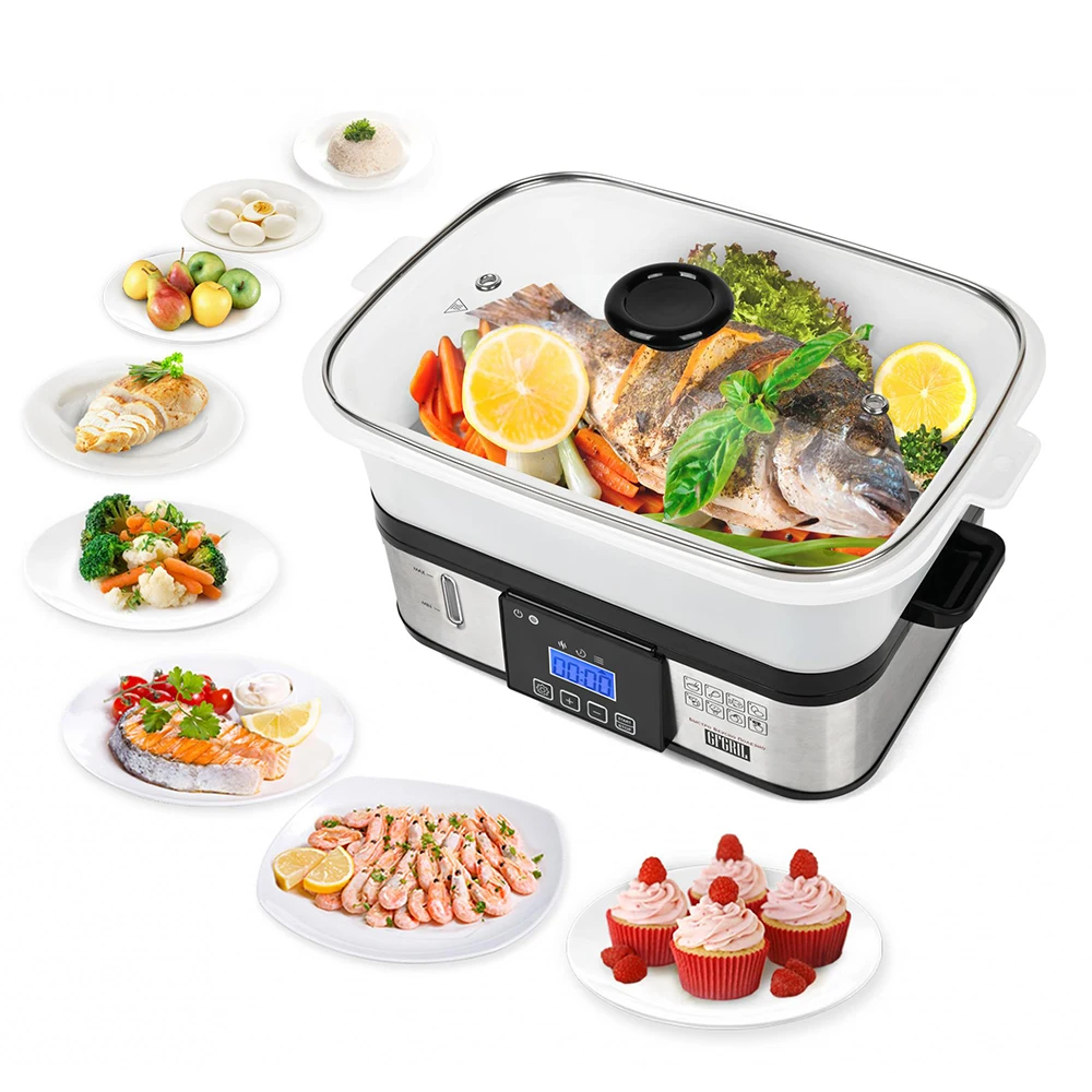 Kitchen steamer correct nutrition 8 programs digital control shockproof bowls 12L shape for omelet and muffins gfs-9d | Бытовая техника