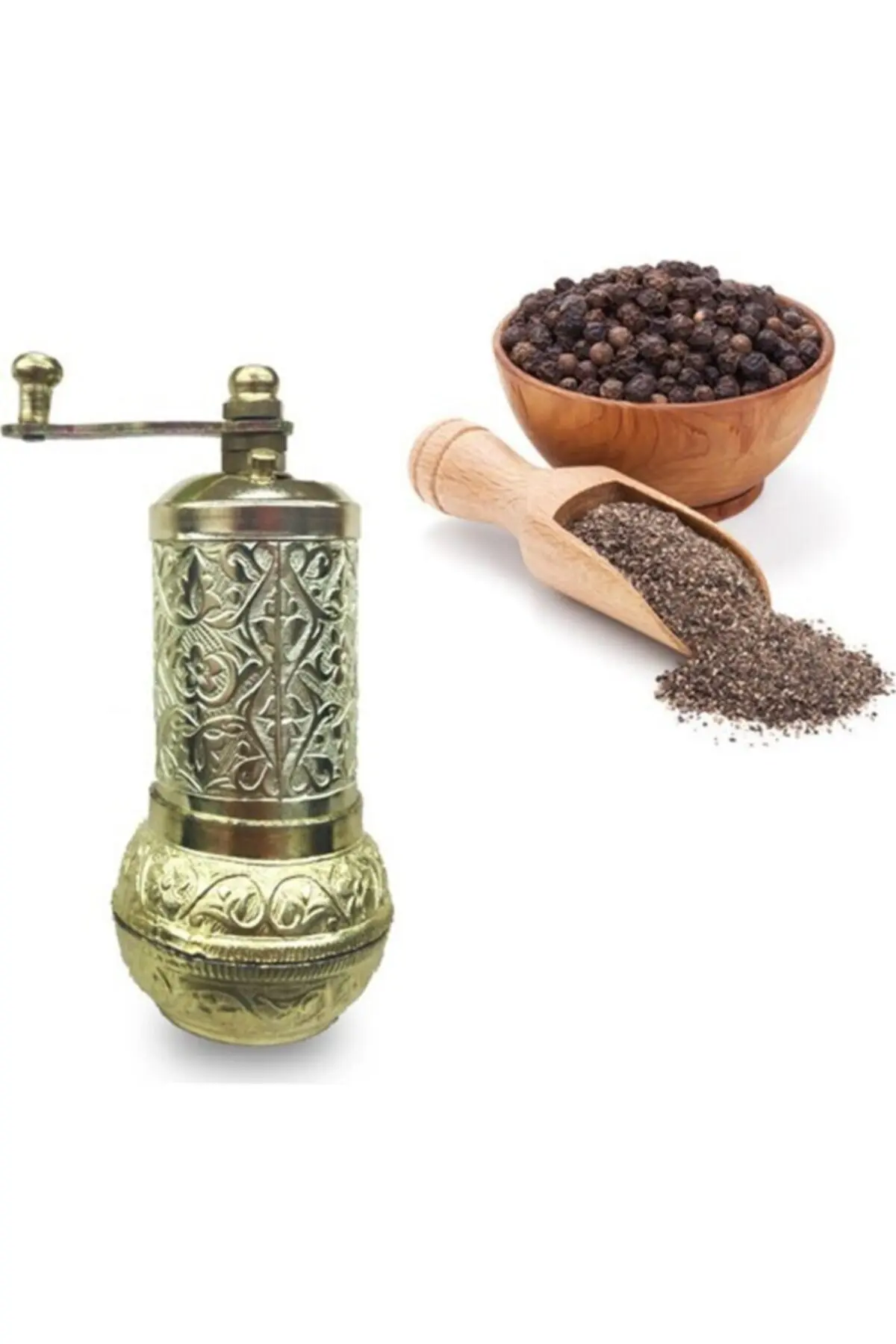 

Ax Grinder Stylish Bright Yellow Color Ottoman Pattern Authentic Handmade Black Pepper Salt Rice Mill Mini Grinder