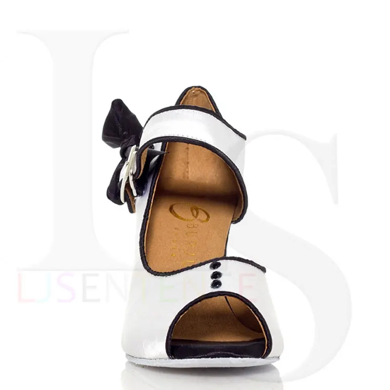 Туфли женские для латиноамериканских танцев белые на высоком каблуке LJSENTENCE L004 |