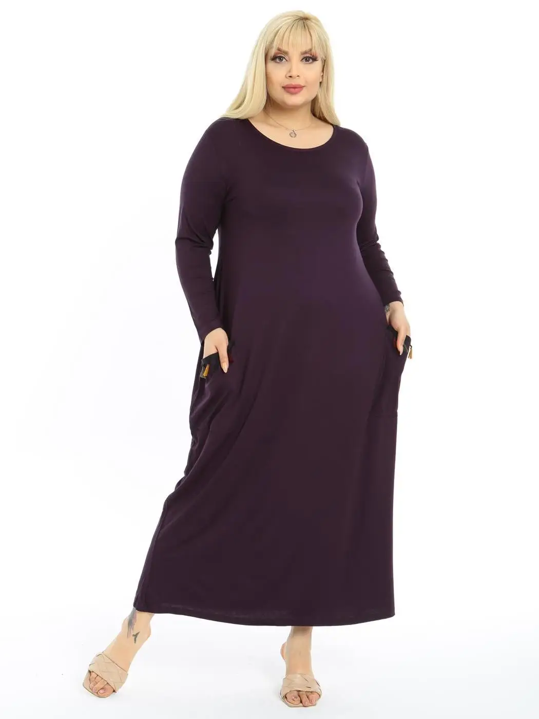 Plus Size Women Clothing 2022 Summer Solid Color Straight Ankle-Length Lycra Knitted Viscose Made in Turkey XL 2XL 3XL 4XL 5XL