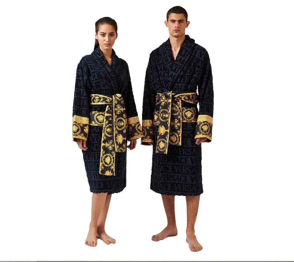 

Brand Luxury Men Woman Unisex Casual Bathrobe Autumn Winter Cotton Long Robe Fast Drying Thick Warm Sleepwear Bathing Towel