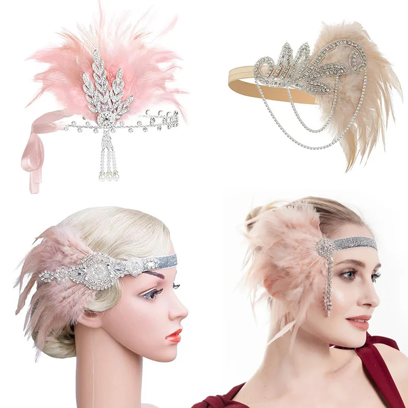 1920s обруч с завязкой Roaring 20s аксессуары Great Gatsby вечерние свадебные аксессуары для головных уборов - Цвет: T