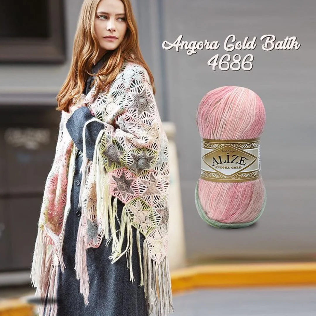 Золотая батик шерстяная пряжа из ангоры акриловая для вязания крючком