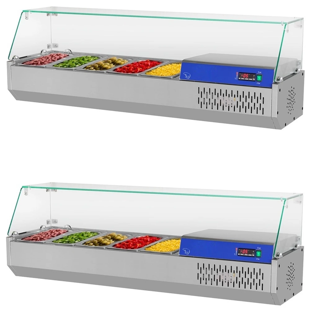 Commercial Countertop Refrigerated Buffet Catering Food Display Sandwiches Pizza Prepare Working Bench Work Table Salad Bar BEST