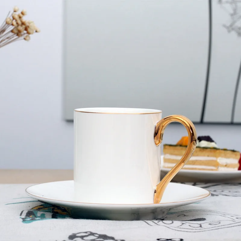 

200ml Ceramic Coffee Tea Milk Mug Porcelain Mugs British Style Cups Drinkware with Handle Creative Coffee Mug Cup with Plate