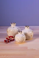 decorative ceramic pomegranate set gold marble broken white