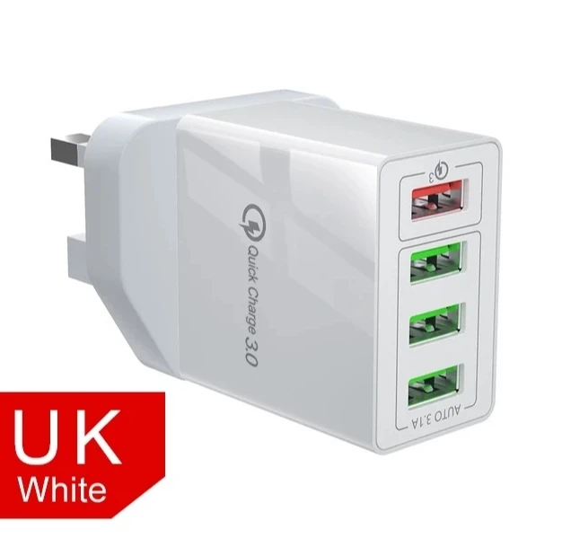 White UK Type C 48 Вт Зарядное устройство для мобильного телефона Qualcom 3,0+ 3x3,1 A Выход+ 1 м кабель типа C. Ультра быстрое зарядное устройство. Iphone samsung - Цвет: White UK Type C