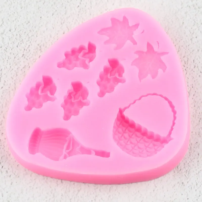 Grape Leaves Silicone Mold DIY Basket Wine Bottle Cupcake Topper Fondant Cake Decorating Tools Candy Resin Clay Chocolate Moulds | Дом и сад